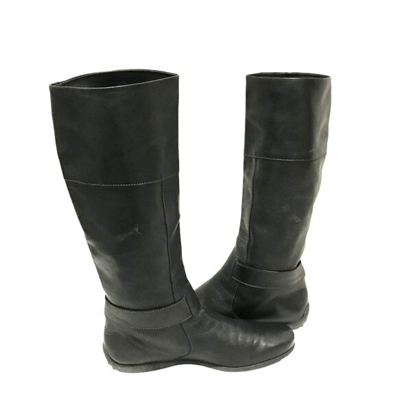 TODS Womens 10.5 Soft Black Leather Knee-High Boots Pull On main image 12